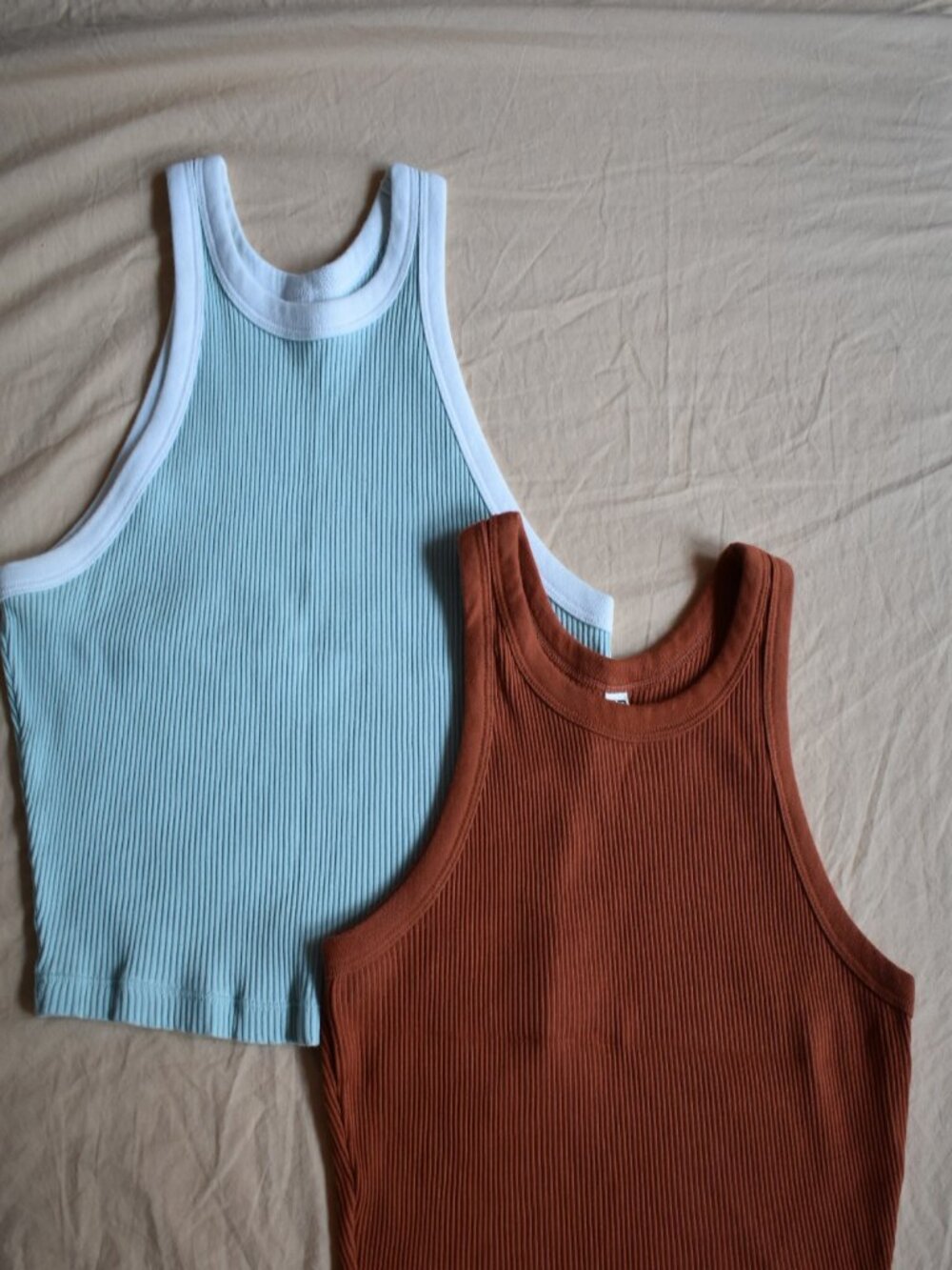 2 UNIQLO Ribbed Cropped Tank Tops
